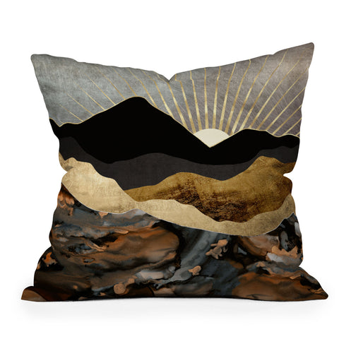 SpaceFrogDesigns Copper and Gold Mountains Outdoor Throw Pillow
