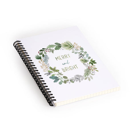 Stephanie Corfee Merry Bright Watercolor Wreath Spiral Notebook