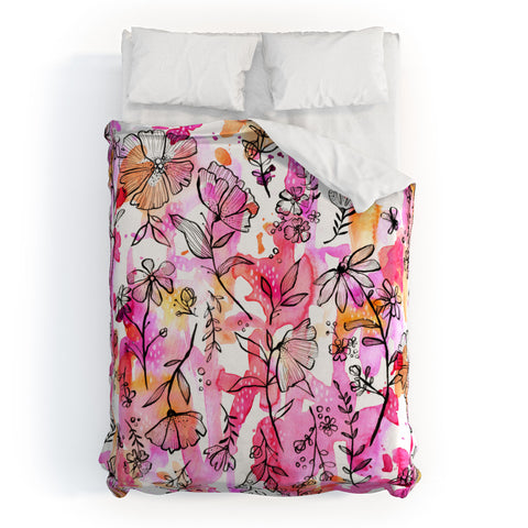 Stephanie Corfee Pink And Ink Floral Duvet Cover