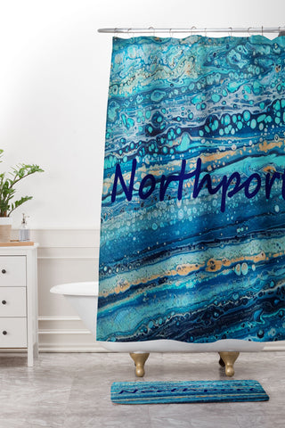 Studio K Originals Northport Blue Bubbles Shower Curtain And Mat