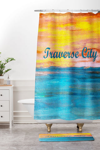 Studio K Originals Traverse City Sunset Dream Shower Curtain And Mat