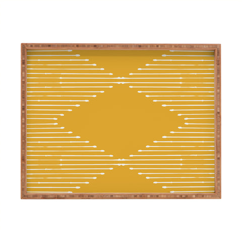 Summer Sun Home Art Geo Yellow Rectangular Tray