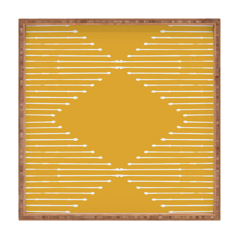 Summer Sun Home Art Geo Yellow Square Tray