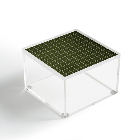 Summer Sun Home Art Grid Olive Green Acrylic Box