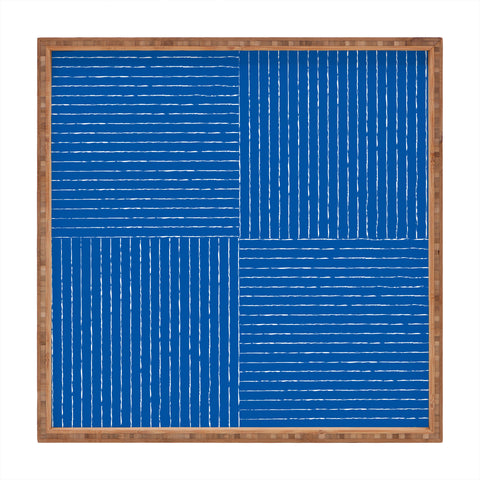 Summer Sun Home Art Lines III Sapphire Blue Square Tray