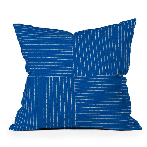 Summer Sun Home Art Lines III Sapphire Blue Outdoor Throw Pillow
