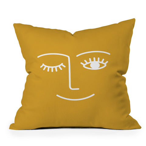 Summer Sun Home Art wink mustard Outdoor Throw Pillow