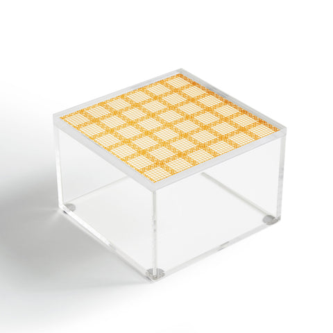Summer Sun Home Art Woven Checkerboard Yellow Acrylic Box