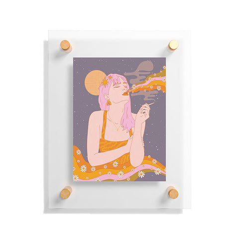Sundry Society Woman Smoking Daisy Flowers Floating Acrylic Print