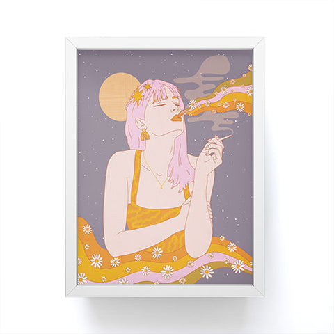 Sundry Society Woman Smoking Daisy Flowers Framed Mini Art Print