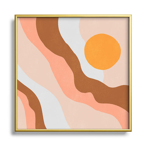 SunshineCanteen antelope canyon orange waves Square Metal Framed Art Print