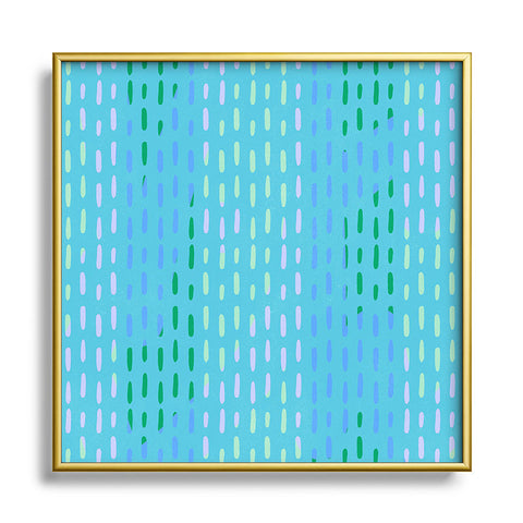 SunshineCanteen Blue Kantha Stripes Square Metal Framed Art Print