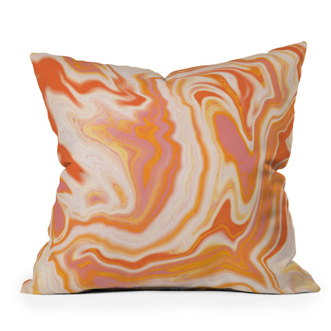 SunshineCanteen orange marble Outdoor Throw Pillow