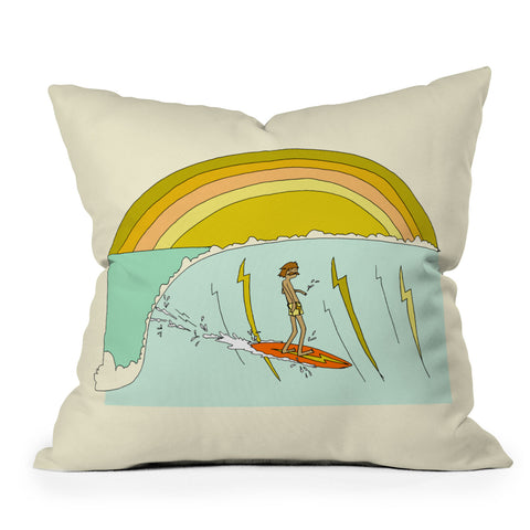 surfy birdy gerry lopez pipeline 70s daydreams Outdoor Throw Pillow
