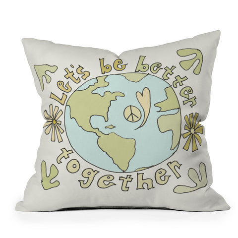 surfy birdy lets be better together Outdoor Throw Pillow