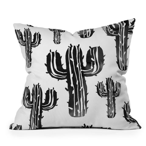 Susanne Kasielke Cactus Party Desert Matcha Black and White Outdoor Throw Pillow