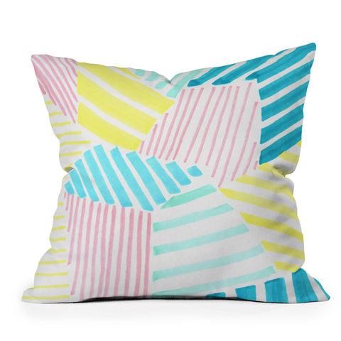 Susanne Kasielke French Reviera Seaside Stripes Outdoor Throw Pillow