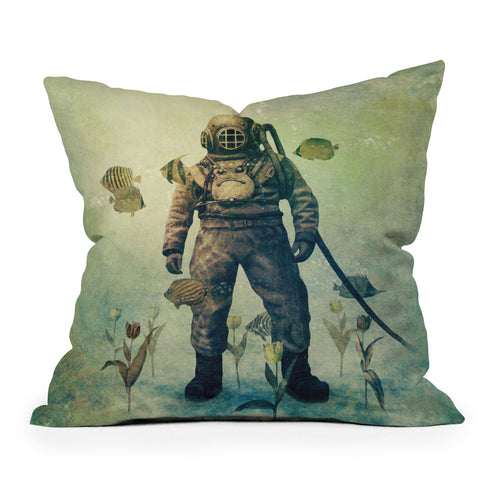 Terry Fan Deep Sea Garden Outdoor Throw Pillow