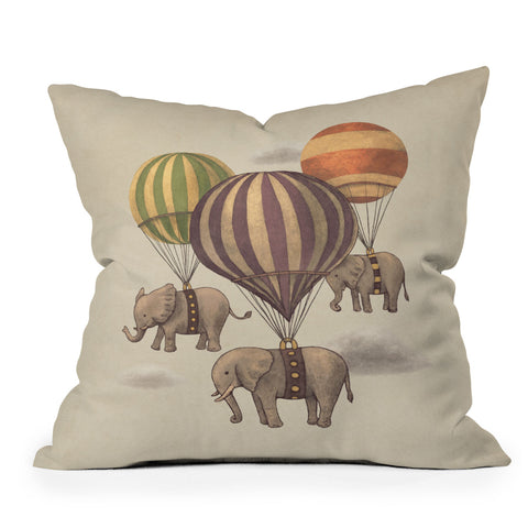 Terry Fan Flight Of The Elephants Outdoor Throw Pillow