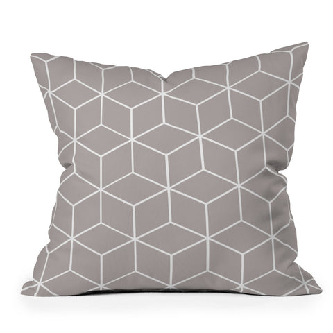 The Old Art Studio Cube Geometric 03 Gray Outdoor Throw Pillow