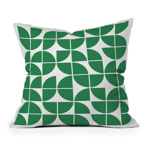 The Old Art Studio Mid Century Modern Geometric 20 Green Outdoor Throw Pillow