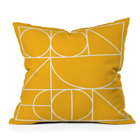 The Old Art Studio Modern Geometric 77 Yellow Outdoor Throw Pillow