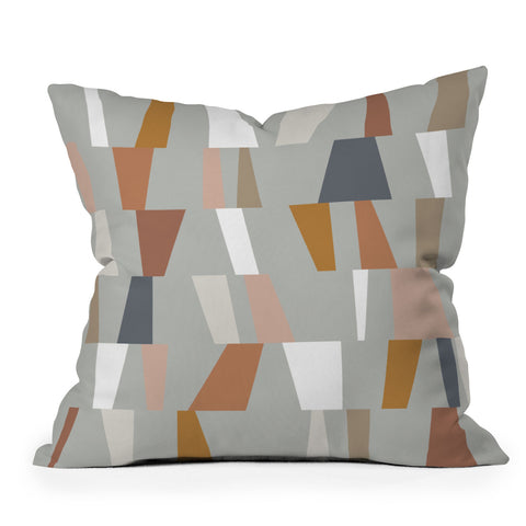 The Old Art Studio Neutral Geometric 01 Outdoor Throw Pillow