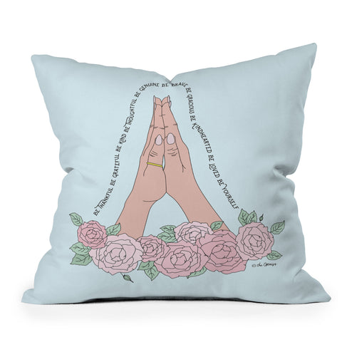 The Optimist Be Thankful Outdoor Throw Pillow