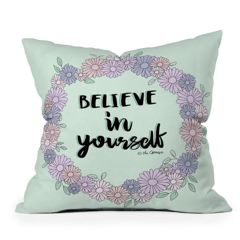 The Optimist Believe In Yourself Quote Outdoor Throw Pillow
