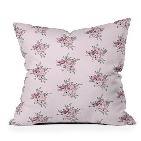 The Optimist Vintage Flowers Pattern Outdoor Throw Pillow
