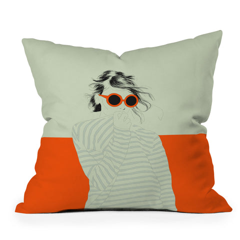 The Red Wolf Woman Color 10 Outdoor Throw Pillow
