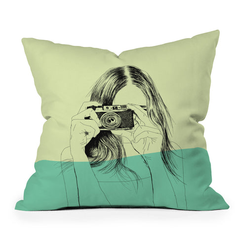 The Red Wolf Woman Color 11 Outdoor Throw Pillow