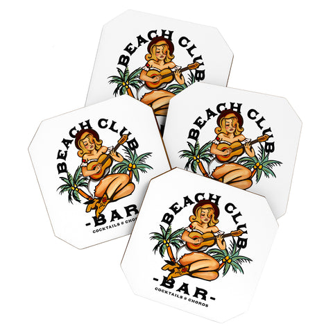 The Whiskey Ginger Beach Club Bar Tropical Coaster Set