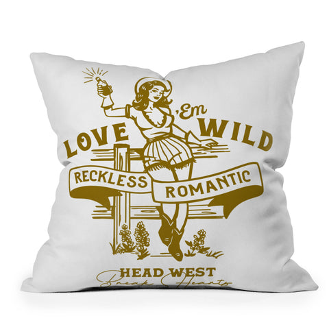 The Whiskey Ginger Reckless Romantic Cowgirl Outdoor Throw Pillow