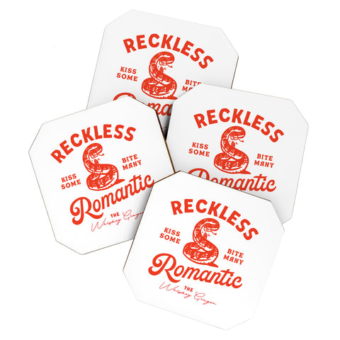 The Whiskey Ginger Reckless Romantic Kiss Some Bite Many Coaster Set