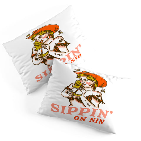 The Whiskey Ginger Sippin On Sin Retro Cowgirl Pillow Shams