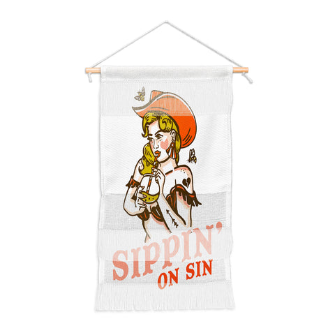 The Whiskey Ginger Sippin On Sin Retro Cowgirl Wall Hanging Portrait