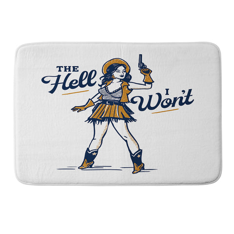The Whiskey Ginger The Hell I Wont Retro Cowgirl Memory Foam Bath Mat