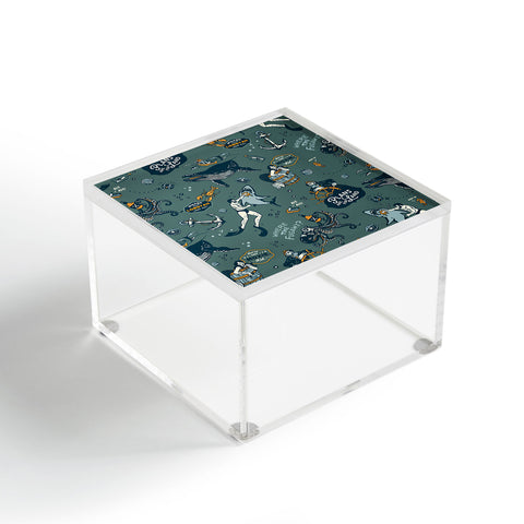 The Whiskey Ginger Vintage Ocean Pattern Acrylic Box