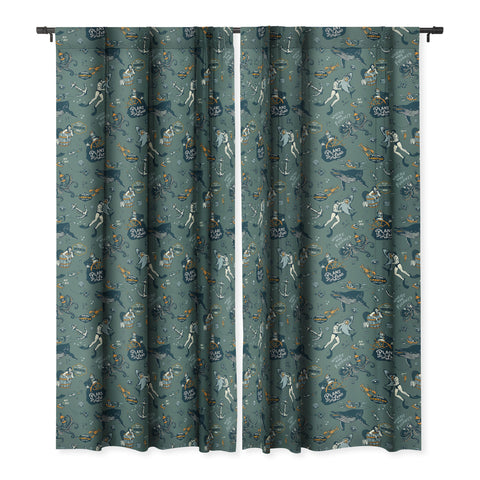 The Whiskey Ginger Vintage Ocean Pattern Blackout Window Curtain