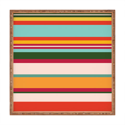 The Whiskey Ginger Vintage Stripe Pattern Square Tray