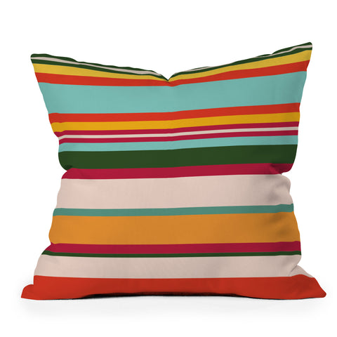The Whiskey Ginger Vintage Stripe Pattern Outdoor Throw Pillow