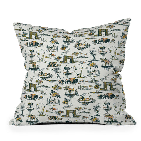 The Whiskey Ginger Yellowstone National Park Travel Pattern Outdoor Throw Pillow