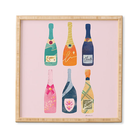 Thearticsoul Champagne Bottles Pink Framed Wall Art