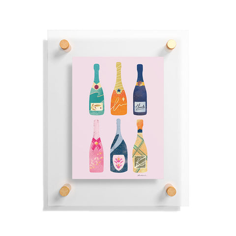 Thearticsoul Champagne Bottles Pink Floating Acrylic Print