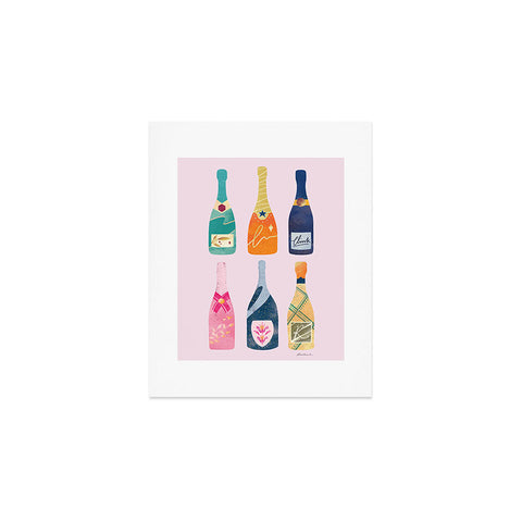 Thearticsoul Champagne Bottles Pink Art Print