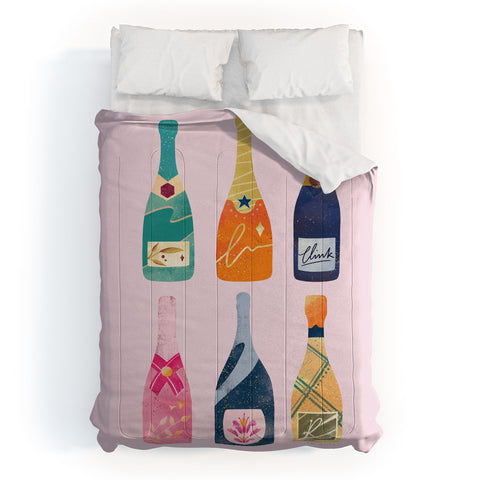Thearticsoul Champagne Bottles Pink Comforter