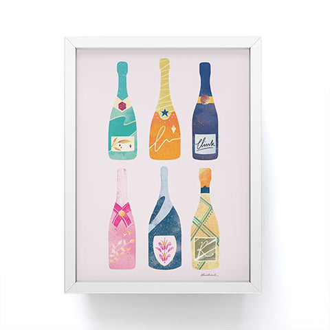 Thearticsoul Champagne Bottles Pink Framed Mini Art Print