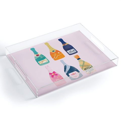 Thearticsoul Champagne Bottles Pink Acrylic Tray
