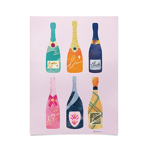 Thearticsoul Champagne Bottles Pink Poster